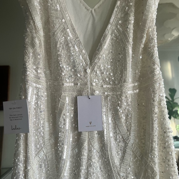 Lulus Wedding XL Just the Beginning White Beaded Sequin Mermaid Maxi Dress - Picture 8 of 12
